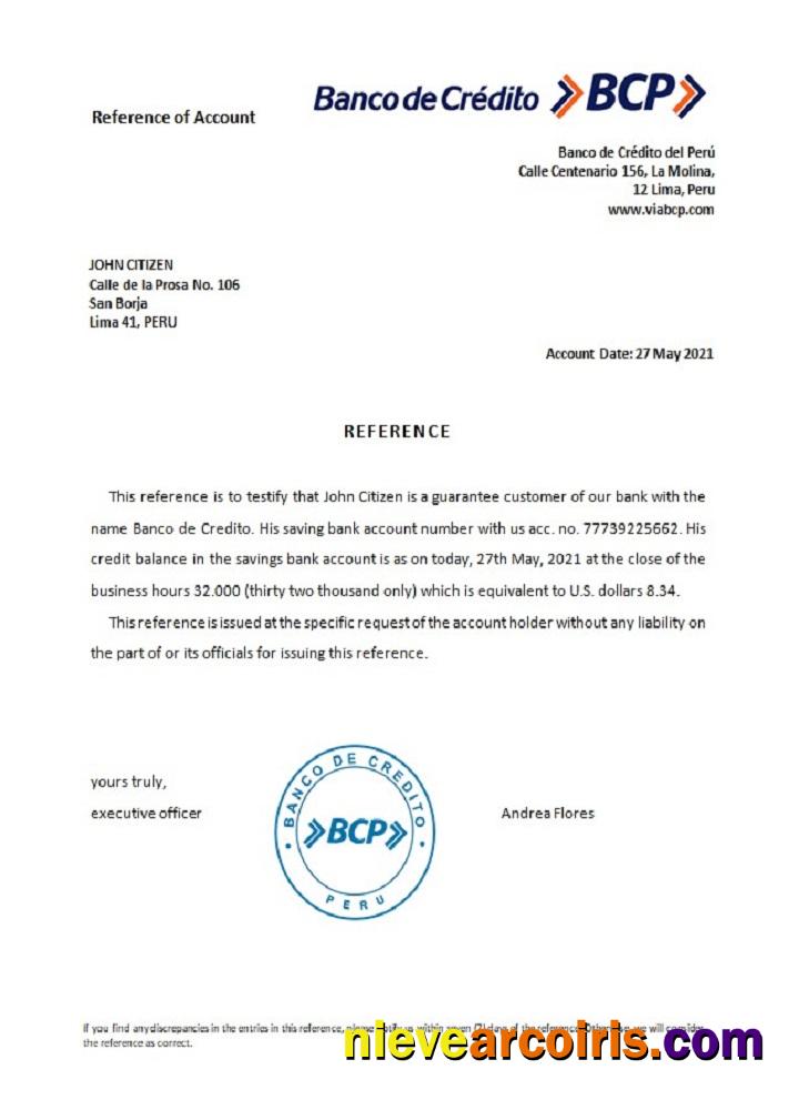 Peru Banco de Credito reference